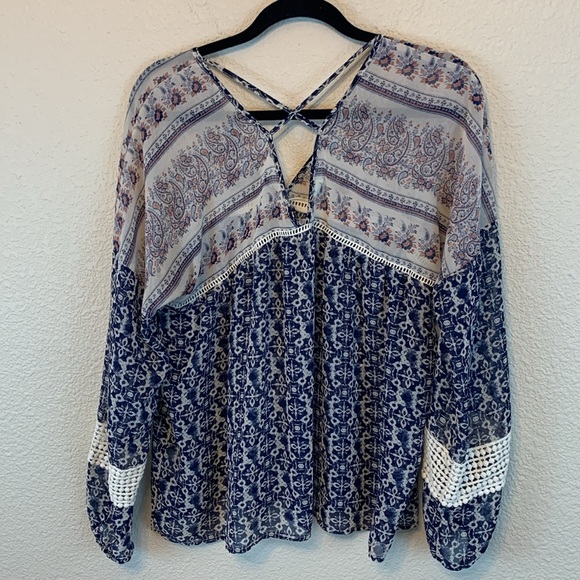 Maurices long sleeve sz M boho floral girly feminine paisley crochet festival - Picture 7 of 10